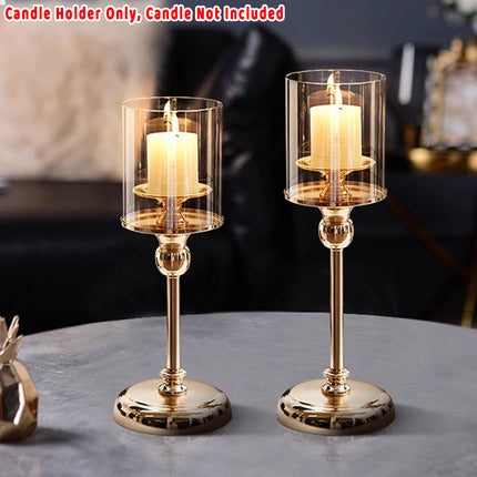 3PCS Light Luxury Style Candlestick Alloy and Glass Material Home Decor Durable