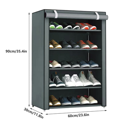 5-Tier Simple Dustproof Shoe Rack Cabinet Space-Saving Easy Assembly Sturdy
