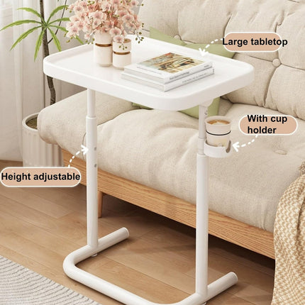 Adjustable Height Mobile Desk with Tilt Tabletop for Home Office