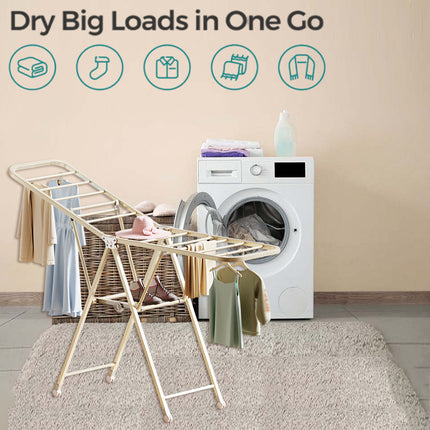 Freestanding Foldable Clothes Airer with Wheels Portable Drying Rack