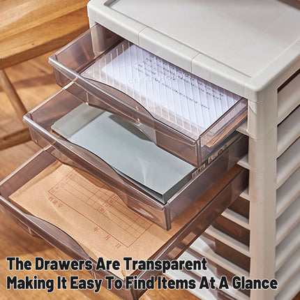 10-Layer Movable Chest of Drawers With Wheels Plastic For Home Office Storage