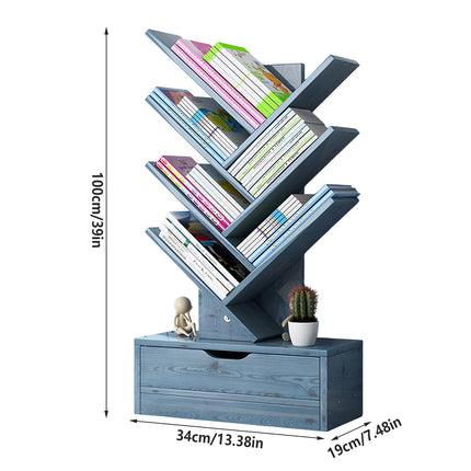 Bookshelf Display Shelf Book Storage Rack Wood Bookcase Drawer Durable Aesthetic