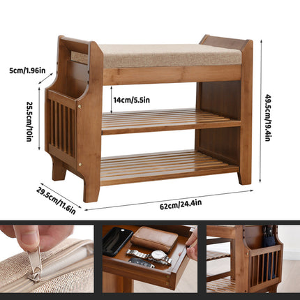 Sitting Shoe Cabinet Shoe Changing Bench Sturdy Bamboo Material Space Saving