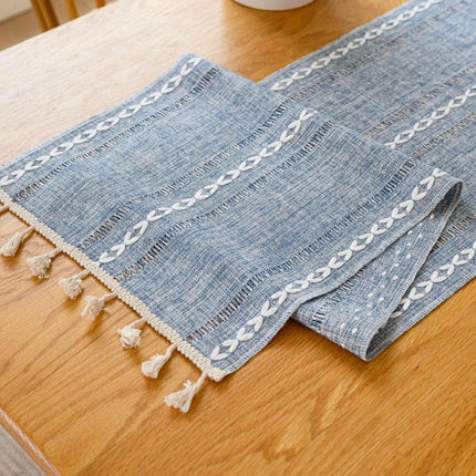 Solid Colour Woven Hollow Fringe Table Runner Home Dining Tablecloth Decoration