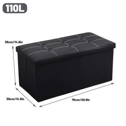 Multifunctional Foldable Storage Stool with Lid 110L Capacity Space Saving