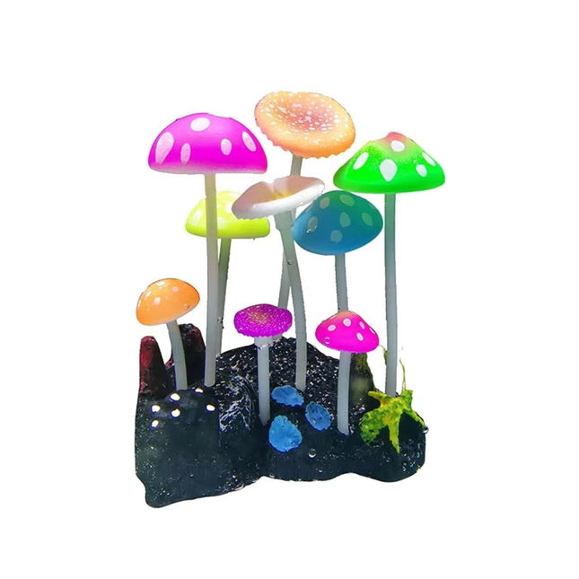 9pcs Simulation Mushroom Fish Tank Decor Fake Plants Aquarium Ornament Set
