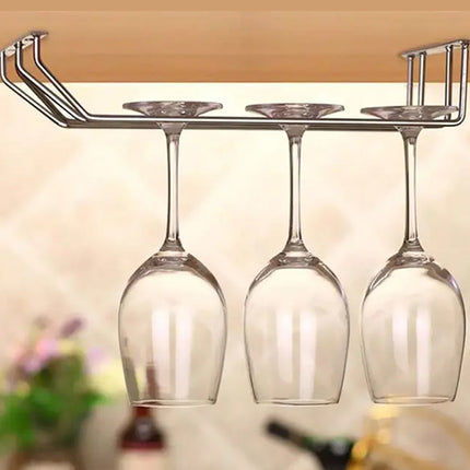 Stainless Steel Wine Glass Rack Double Row Hanging Cup Holder Cabinet Shelf