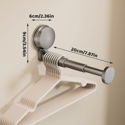2 Pcs Telescopic Clothes Hangers With Suction Cups For Smooth Walls