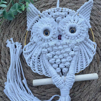 Macrame Owl Wall Hanging Boho Woven Decor Handmade Tapestry Home Decoration Art