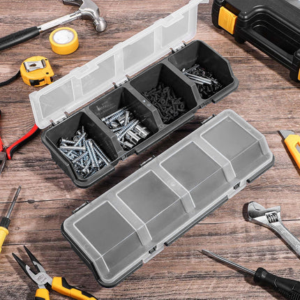 4-Grid Parts Storage Box Plastic Electronic Hardware Accessory Case with Lid ﻿