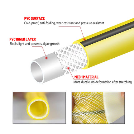 Heavy Duty Garden Hose Pipe Reel Reinforced Anti-kink Outdoor Hosepipe Yellow