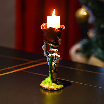 Skeleton Hand Rose Candle Holder Decoration Gothic Style Durable Resin Halloween