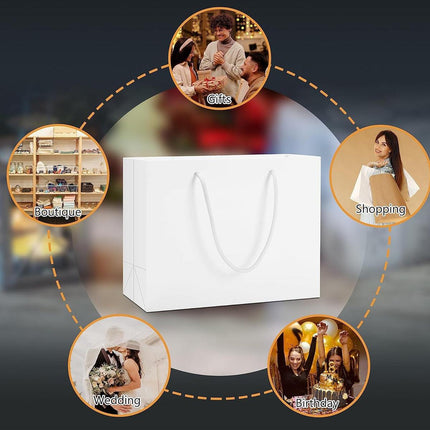50PCS Kraft Paper Gift Bags Custom Blank Shopping Handbags for Garment Packaging