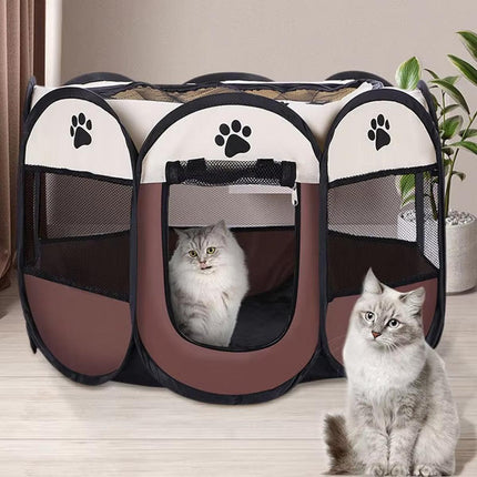Pet Fence Indoor Cat Dog Tent Octagonal Fence Portable Foldable Cage Kennel