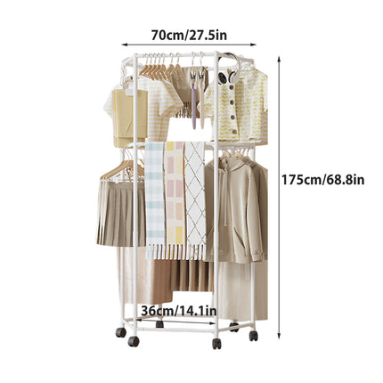 Floor-Standing Rotating Clothes Rack with Wheels Mobile Thickness Steel Pipe