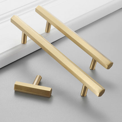 Gold Wardrobe Door Handle Modern Simple Hexagonal Long Pull for Cabinet Drawer