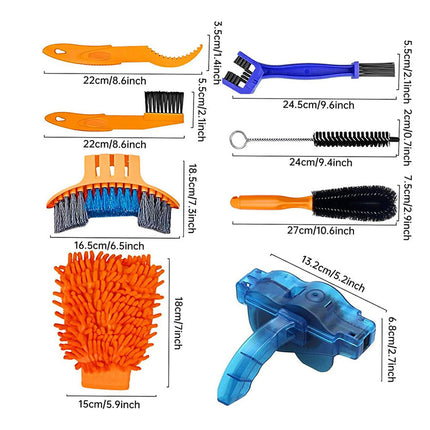 10 Piece Bike Cleaning Brush Kit Bicycle Maintenance Tool Set for Chain and Gear