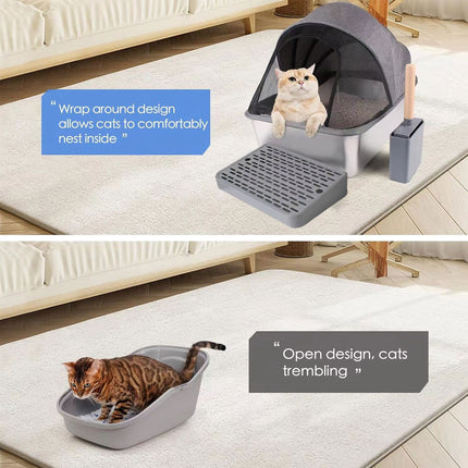 Cat Litter Box Covered Design Cloth Style Large Size Easy Clean Enclosed Toilet