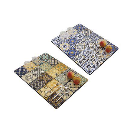 Kitchen Drain Mat Absorbent Polyester Non-Slip Back Tile Pattern