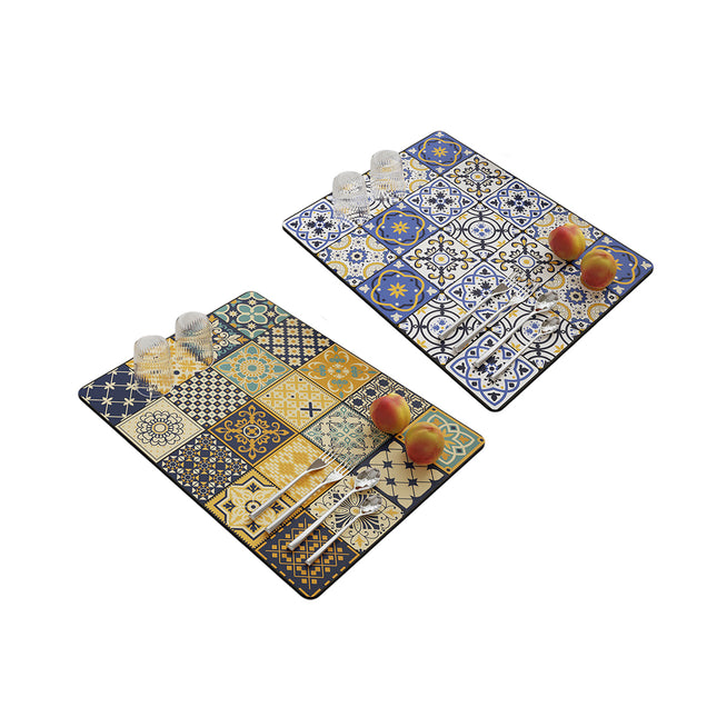 Kitchen Drain Mat Absorbent Polyester Non-Slip Back Tile Pattern