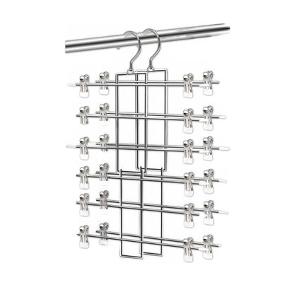 2PCS 6-Tier Pants Hanger Closet Organizer Skirt Hangers with Clips Space Saving