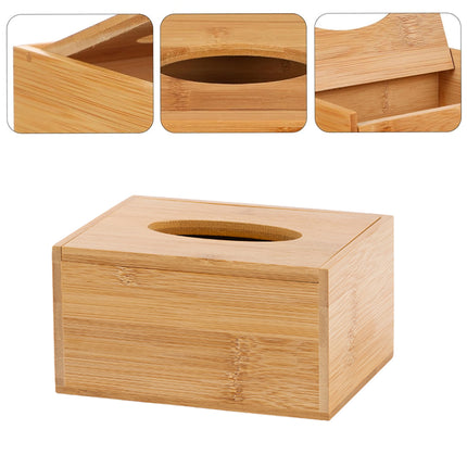 Bamboo Tissue Box Wooden Cover Dispenser Holder Storage Case for Home and Office