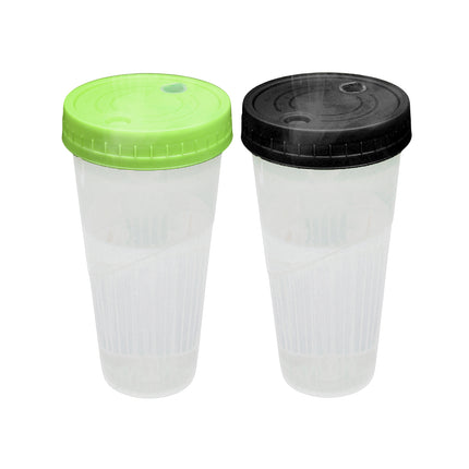 100Sets Transparent Drinking Cups with Lids 650ml 2 Colour for Party Drinks