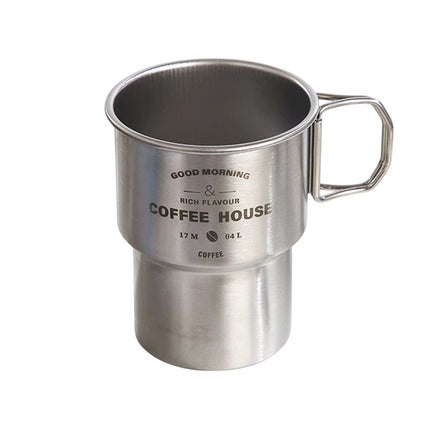 6PCS Stainless Coffee Steel Camping Cups with Foldable Handle 480ml Food-Grade