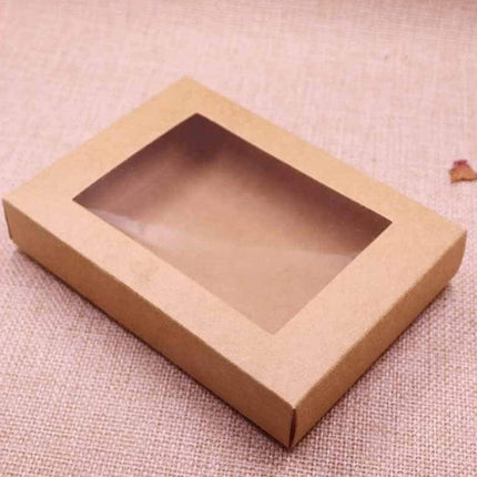 50PCS Kraft Paper Gift Boxes with PVC Window White Black Bakery Packaging Carton