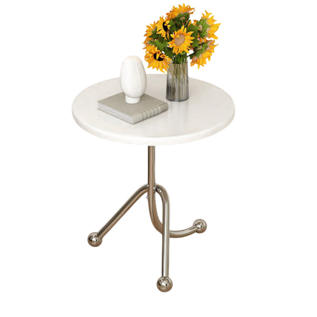 Stainless Steel Living Room Round Side Table Sturdy Construction Space Saving