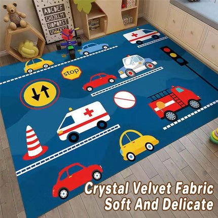 Cartoon Traffic Play Mat Kids Room Rug Car Track Game Floor Carpet Non Slip