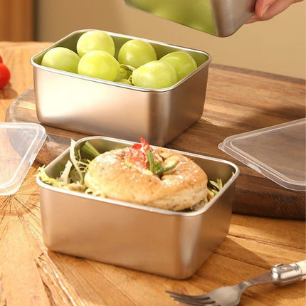 6pcs Stainless Steel Food Container Set Sealed Lid Fruit Vegetable Storage Box