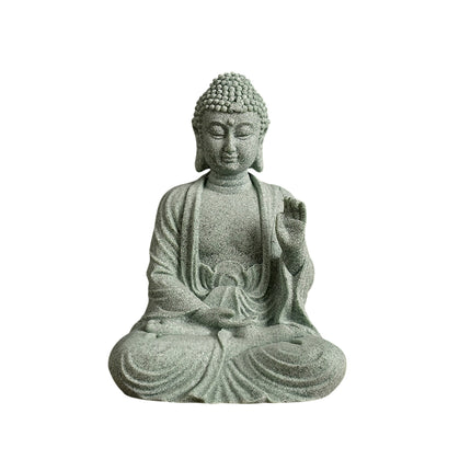 Buddha Statue Ornament in Green Sandstone Zen Craft for Home