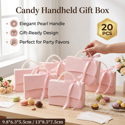 20pcs Pink Pearl Handle Gift Box Set Wedding Favour Candy Party Packaging