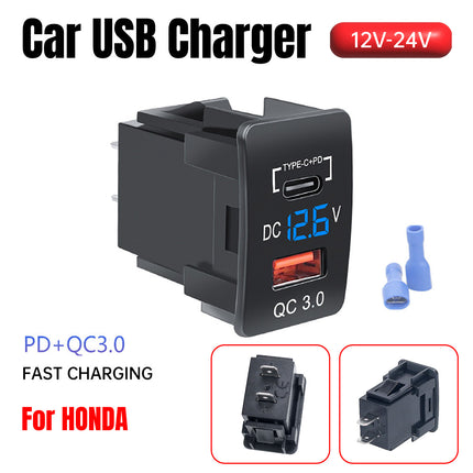 Car USB Charger Socket Adapter 12V 24V Dual Port Power Outlet For Honda Vehicle