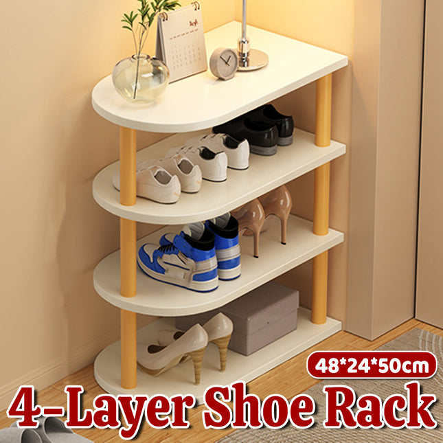 Household 4 Layer Shoe Storage Rack Organizer Space Saving Shoe Shelf Entryway