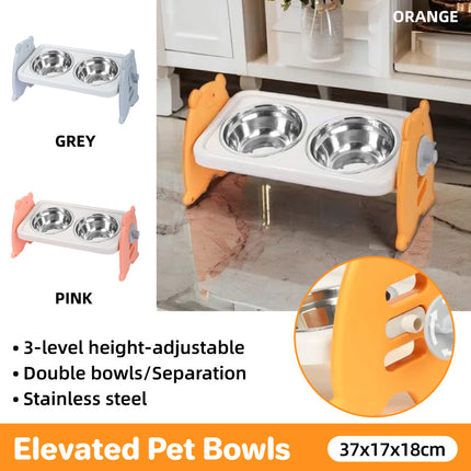 Double Pet Feeding Bowls Stainless Steel Non Slip Cat Dog Water Bowl Food Dish