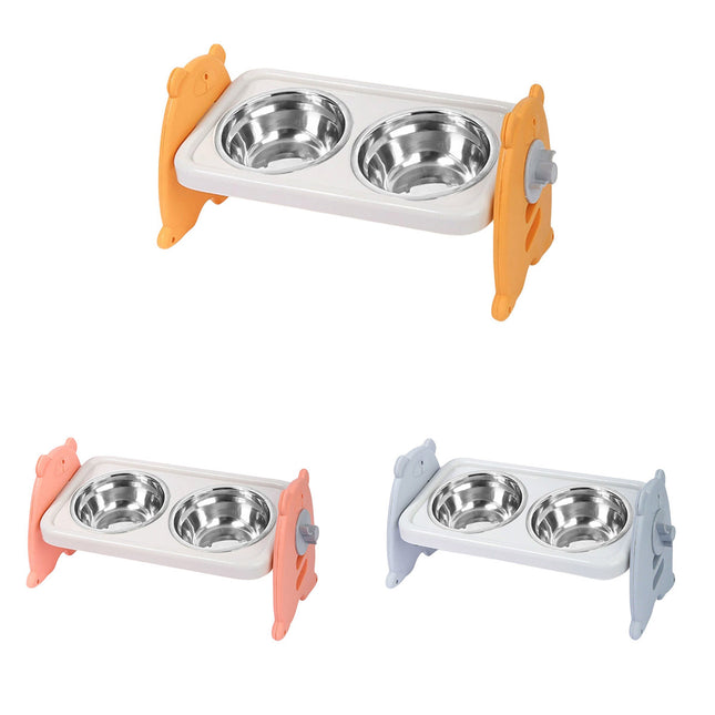 Double Pet Feeding Bowls Stainless Steel Non Slip Cat Dog Water Bowl Food Dish