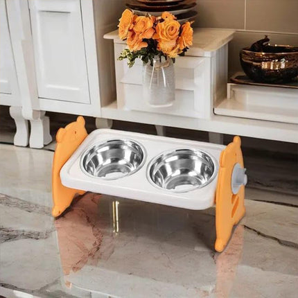 Double Pet Feeding Bowls Stainless Steel Non Slip Cat Dog Water Bowl Food Dish