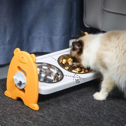 Double Pet Feeding Bowls Stainless Steel Non Slip Cat Dog Water Bowl Food Dish