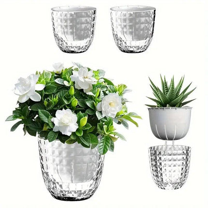 2pcs Transparent Self Watering Flowerpot Automatic Absorbent Planter Storage