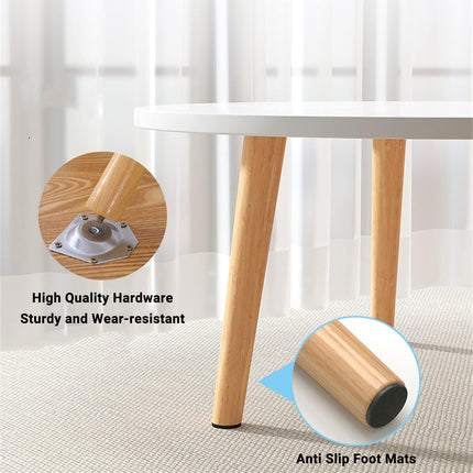 Small Round Side Table Solid Wood Durable Anti-Slip for Living Room Bedroom Use