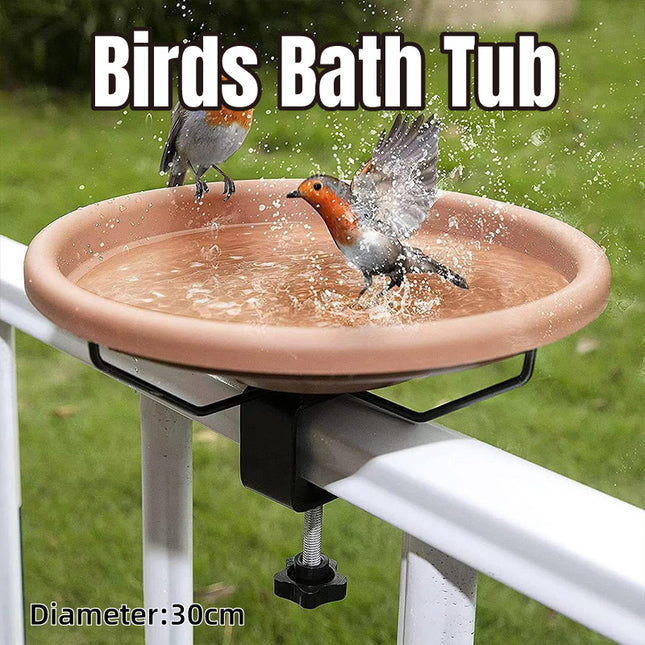 Hanging Bird Bath Basin Balcony Railing Bird Feeder Bowl Outdoor Water Dish