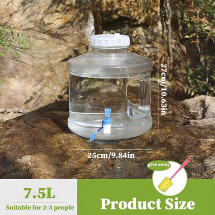 7.5L Household Transparent Water Storage Bucket Wide Mouth Round Barrel with Tap