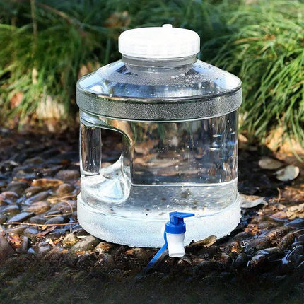 7.5L Household Transparent Water Storage Bucket Wide Mouth Round Barrel with Tap