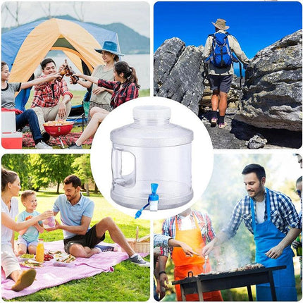 7.5L Household Transparent Water Storage Bucket Wide Mouth Round Barrel with Tap