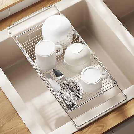 Sink Drain Basket Retractable Stainless Steel Dish Rack Kitchen Storage Filter