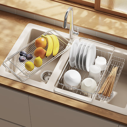 Sink Drain Basket Retractable Stainless Steel Dish Rack Kitchen Storage Filter
