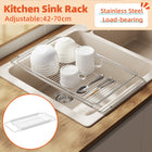 Sink Drain Basket Retractable Stainless Steel Dish Rack Kitchen Storage Filter