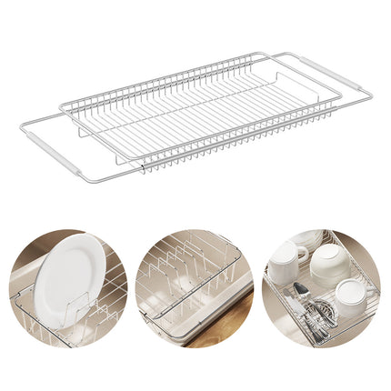Sink Drain Basket Retractable Stainless Steel Dish Rack Kitchen Storage Filter